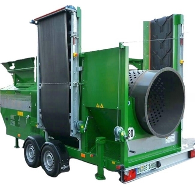 Écran à tambour rotatif en compost gris de grande capacité avec taille d'alimentation inférieure à 300 mm