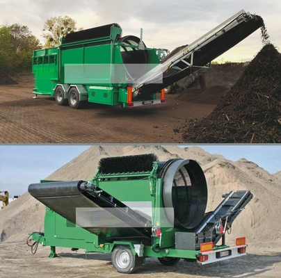 Écran à tambour mobile MTS1230 pour le sable de terre, le gravier, le compost, les copeaux de bois de grande capacité