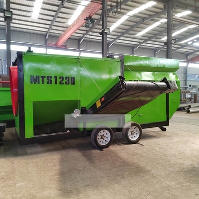 2200 KG Mobile à petite échelle 2 couches Trommel de tri des ordures Écran avec décharge Taille selon la demande