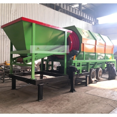 tamisage à fûts de compost mobile à roche jaune avec trémie et bac de stockage