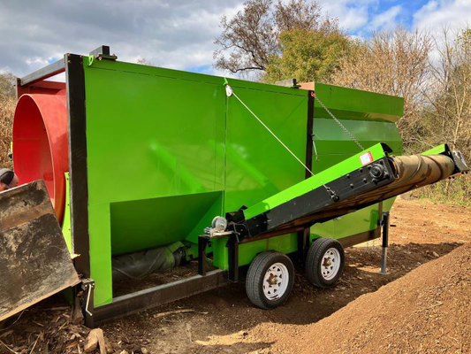 Écran à tambour mobile pour séparer les pierres à 60 m3/h, le compost, le sol de surface et le fumier de moutons et de vaches
