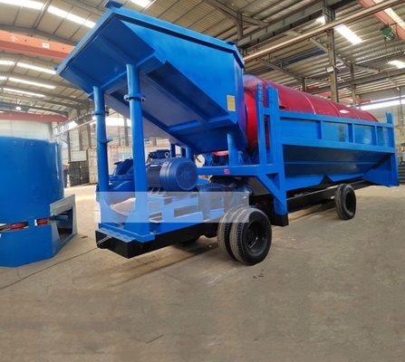 Capacité 80-150 t/h Séparation des minéraux de l'acier L'or et les diamants L'exploitation minière Écran à tambour mobile