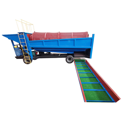 Usine de lavage d'or Blue Mobile Trommel pour les équipements de séparation aurifère alluviaux