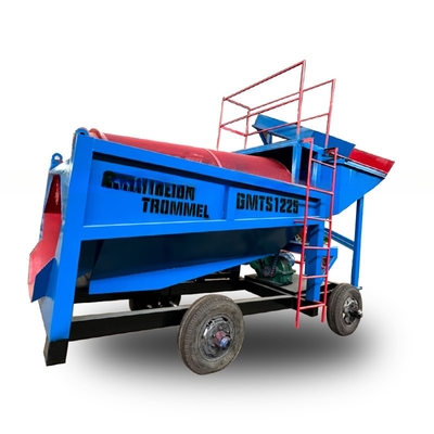 Usine mobile de lavage d'or Trommel pour équipement minier de ligne de traitement de l'or alluvial