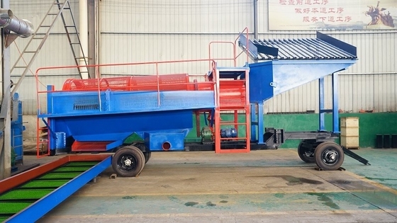 80-150 t/h Usine mobile de lavage de minerai d'or alluvial Laveuse à tambour avec fonction tout en un