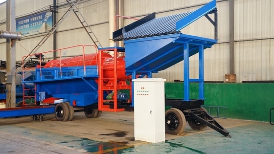 80-150 t/h Usine mobile de lavage de minerai d'or alluvial Laveuse à tambour avec fonction tout en un