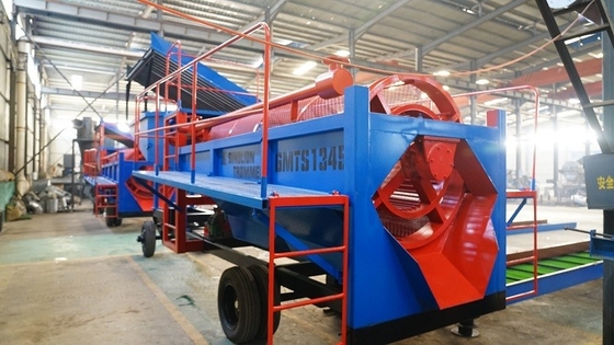 80-150 t/h Usine mobile de lavage de minerai d'or alluvial Laveuse à tambour avec fonction tout en un