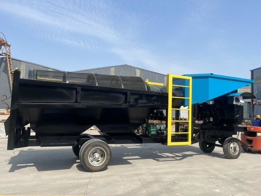 80-150 t/h Usine mobile de lavage de minerai d'or alluvial Laveuse à tambour avec fonction tout en un