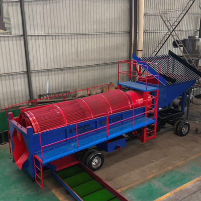 20 TPH Capacité d'usine mobile de lavage d'or à tambour pour équipement d'extraction aurifère alluvial