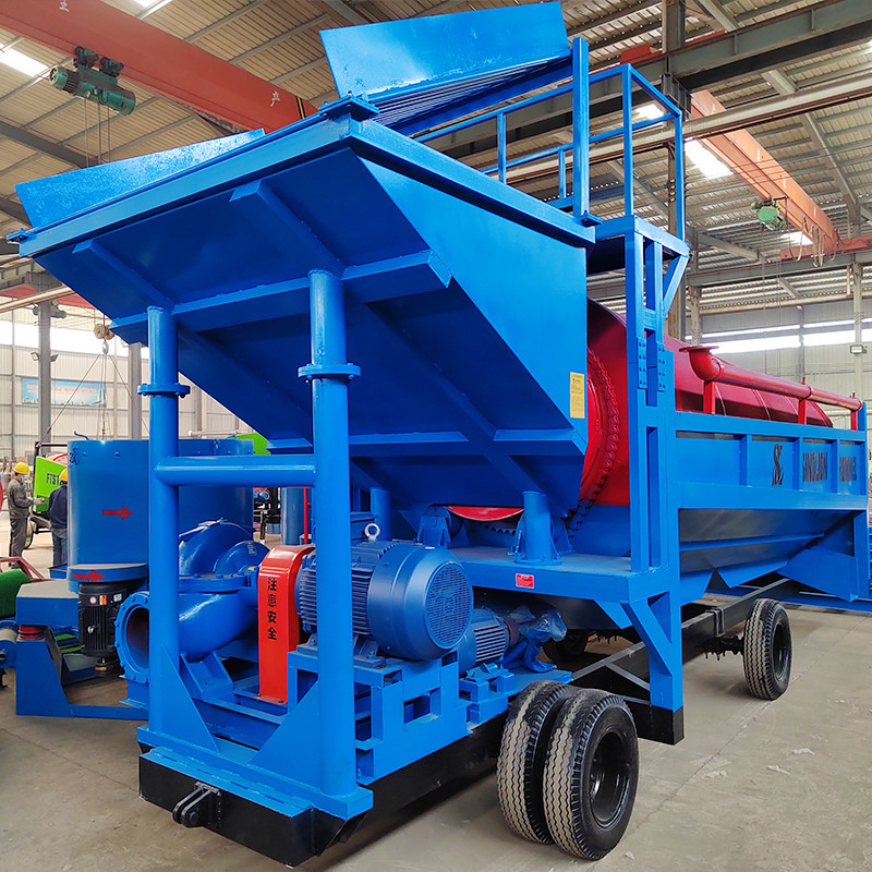 Usine de lavage d'or mobile Trommel pour équipement minier de séparation d'or de 3000 kg de capacité