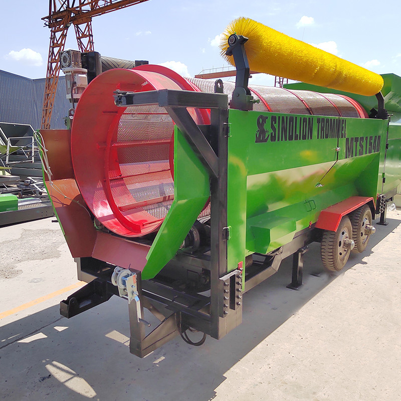 Écran de tambour mobile à roues personnalisé de 2000 kg pour les copeaux de bois de gravier
